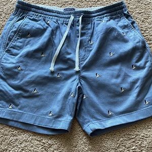 Mens J. Crew casual blue cotton shorts with pelican pattern